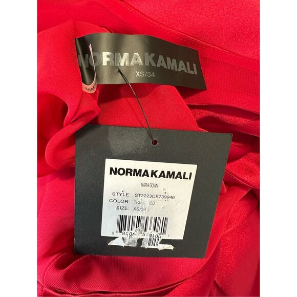 Norma Kamali Maria Sleeveless Cowl Neck Satin Evening Gown Tiger Red XS $325 - Picture 14 of 14